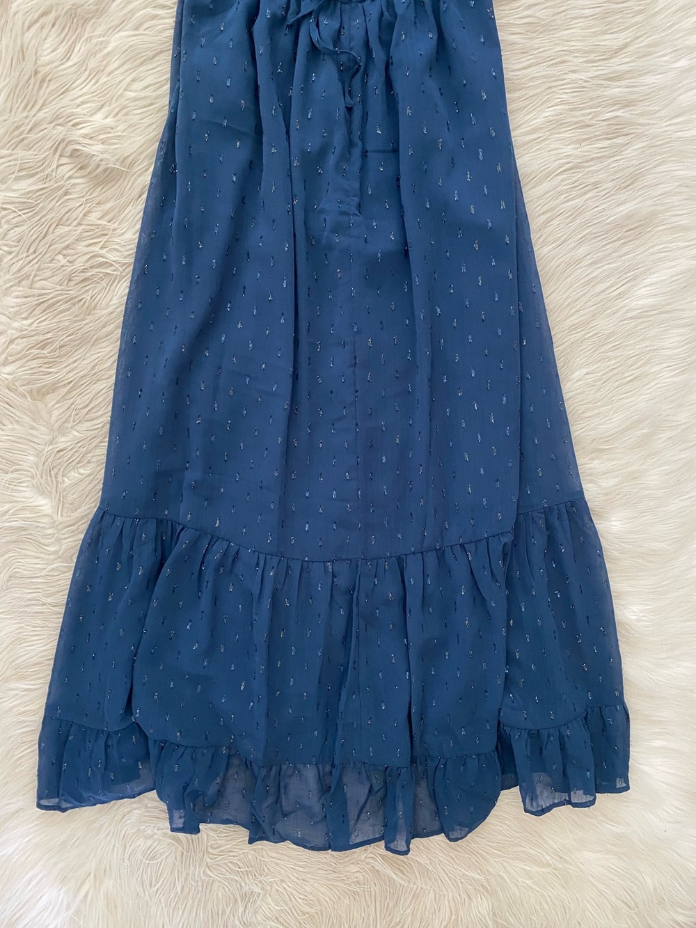 Petal & Pup Harmony Maxi Dress Navy Blue V-Neck Open Corset Back Formal Gown S - Picture 11 of 14